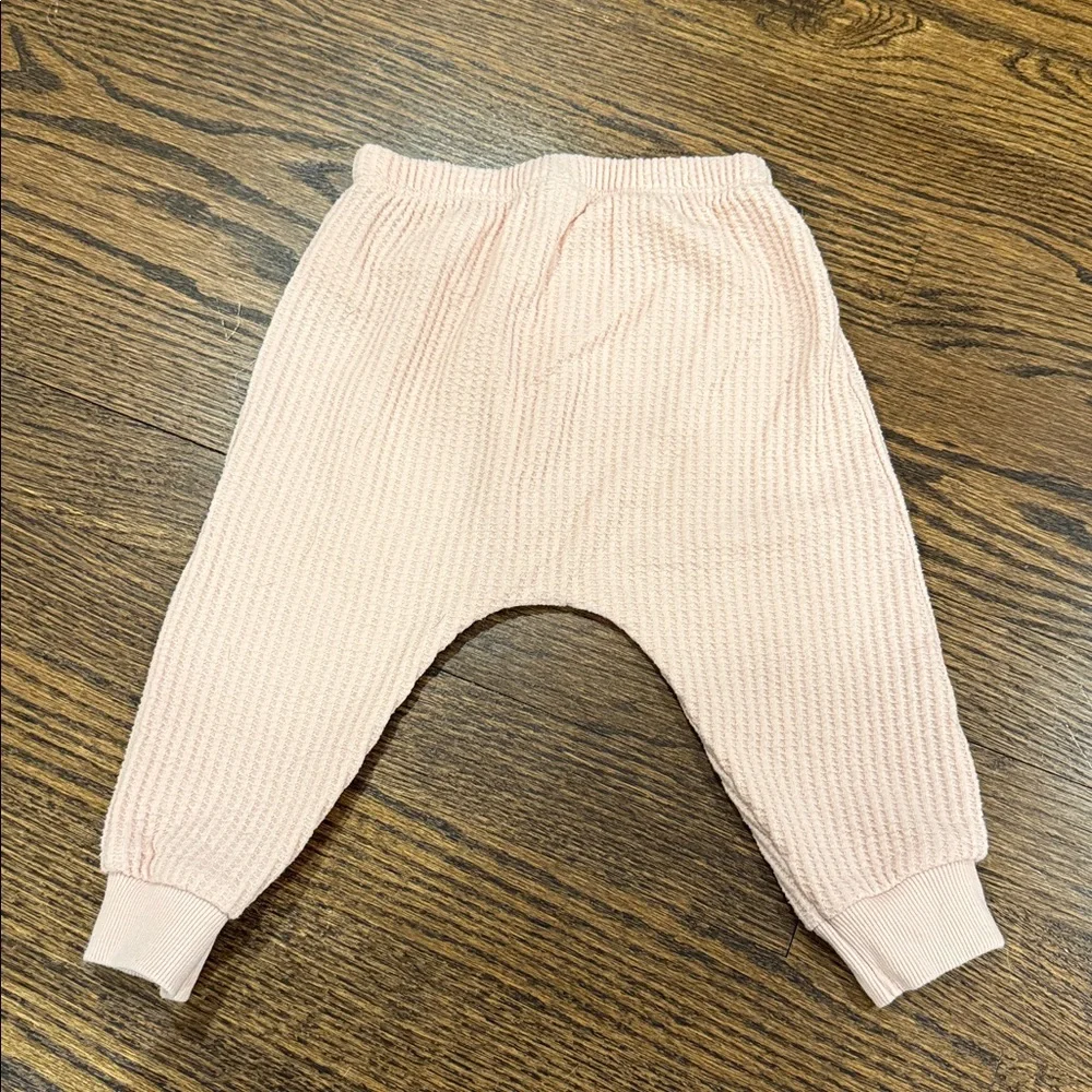 Cozy Pink and Cream waffle Knit Joggers 12-18 Months Two Pairs